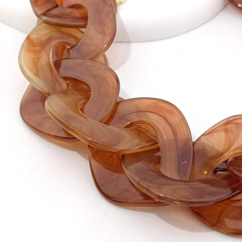 Bocar Statement Chunky Acrylic Cuban Choker Necklace Fashion Bib Collar Chain Necklace for Women(NK-10666) - Image 5